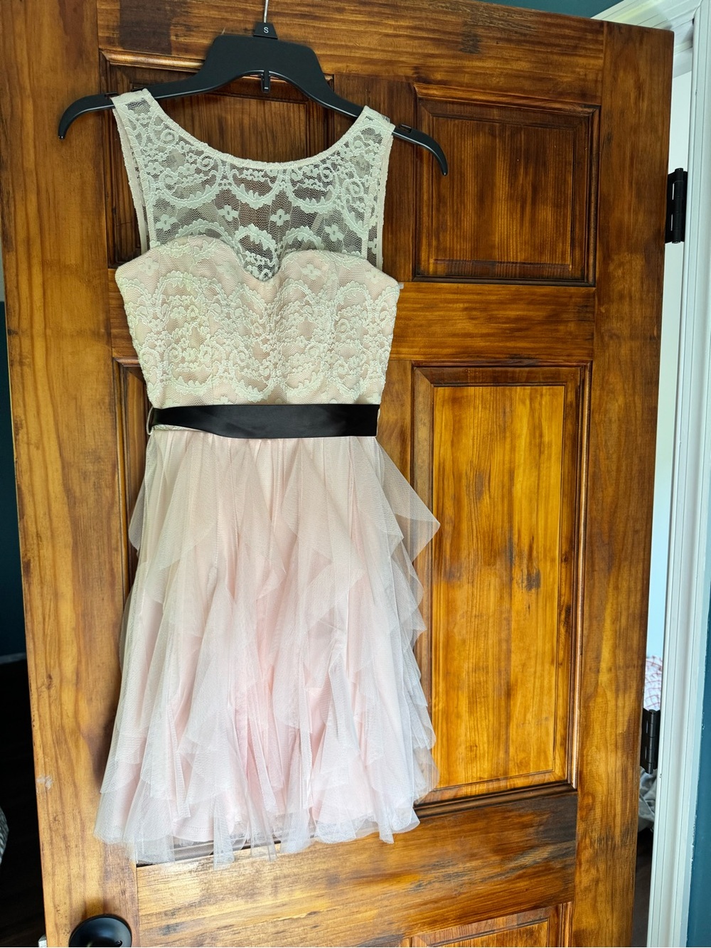 Teeze Me Pink Lace & Tulle Dress with Black Sash